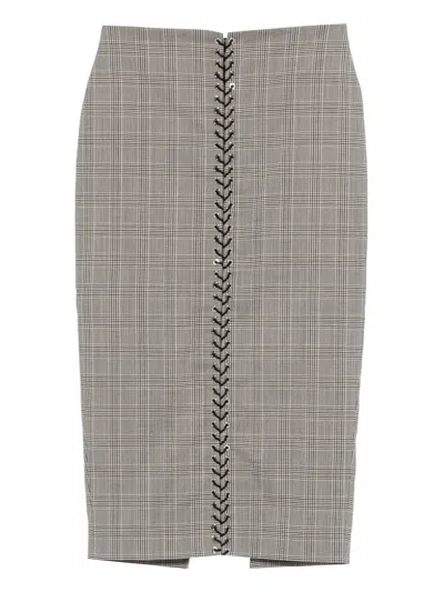 Ludovic De Saint Sernin Check-pattern Drawstring Skirt In Gray