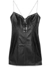 Ludovic De Saint Sernin Cleavage Leather Mini Dress In Black