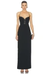 Ludovic De Saint Sernin Jersey Lace-up Flared Long Dress In Black