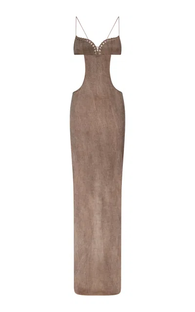 Ludovic De Saint Sernin Clothilde Cutout Maxi Dress In Brown