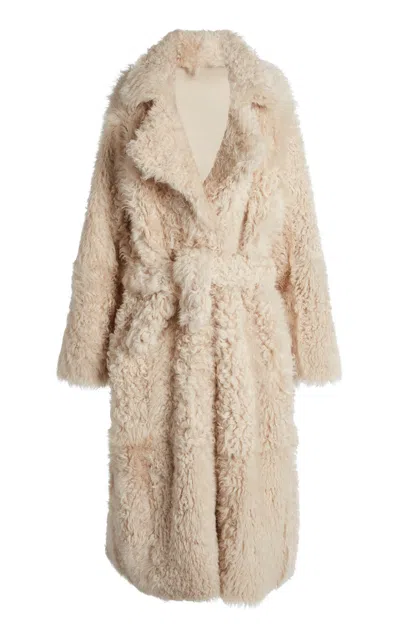Ludovic De Saint Sernin Corseted Shearling Coat In Ivory