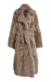 Ludovic De Saint Sernin Corseted Shearling Coat In Neutral