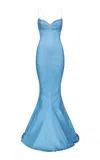 Ludovic De Saint Sernin Cotton Maxi Mermaid Dress In Blue