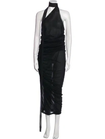 Pre-owned Ludovic De Saint Sernin Cowl Neck Long Dress In Black
