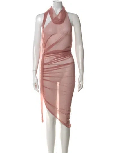 Pre-owned Ludovic De Saint Sernin Cowl Neck Midi Length Dress In Pink