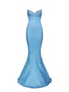 Ludovic De Saint Sernin Cotton Maxi Mermaid Dress In Blue