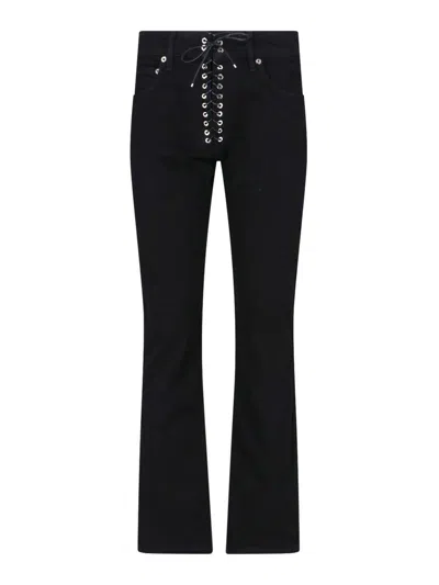 Ludovic De Saint Sernin Lace-up Cotton Denim Slim Fit Jeans In Black