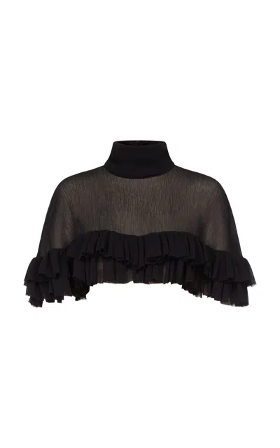 Ludovic De Saint Sernin Domitille Cape Crepon Top In Black