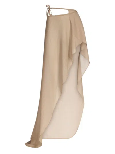 Ludovic De Saint Sernin Draped Maxi Skirt In Nude