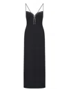 Ludovic De Saint Sernin Jersey Lace-up Flared Long Dress In Black
