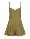 Ludovic De Saint Sernin Cotton Canvas Lace-up Mini Dress In Green