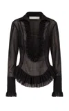 Ludovic De Saint Sernin Duchesse Plunging Neckline Top In Black
