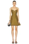 Ludovic De Saint Sernin Cotton Canvas Lace-up Mini Dress In Olive Green