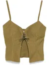 Ludovic De Saint Sernin Cotton Canvas Lace-up Maxi Slit Top In Green