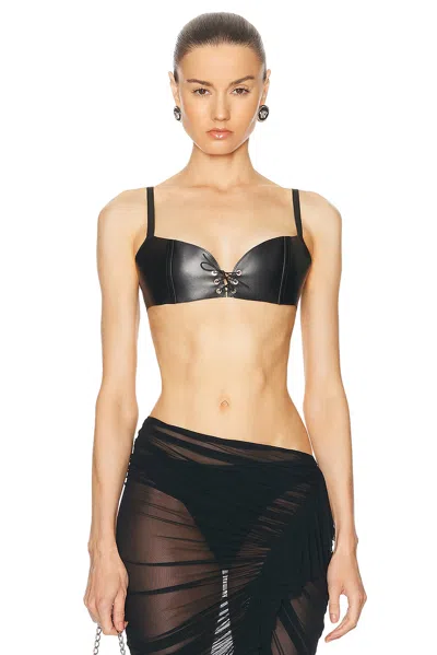 Ludovic De Saint Sernin Easy Leather Cleavage Bra Top In Black