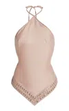 Ludovic De Saint Sernin Embroidered Halter Top In Pink