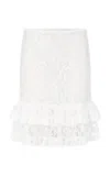 Ludovic De Saint Sernin Ernestine Ruffle-trimmed Guipure Lace Knee-length Skirt In White