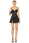 Ludovic De Saint Sernin Leather Pleated Dress With Corset Desing