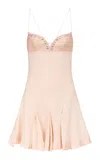 Ludovic De Saint Sernin Eva Grommet-detailed Linen Mini Dress In Pink