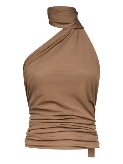 Ludovic De Saint Sernin Halter Draped Top In Brown
