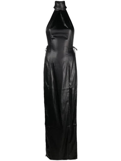 Ludovic De Saint Sernin Halter Neck Long Dress In Black