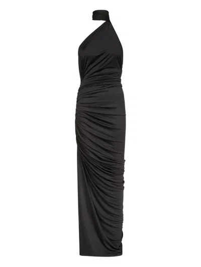 Ludovic De Saint Sernin Halter Ruched Maxi Dress In Black