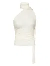 Ludovic De Saint Sernin Ruched Tulle Sleeveless Top In White