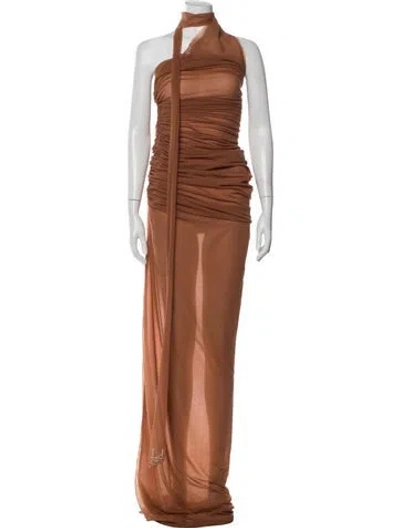Pre-owned Ludovic De Saint Sernin Halterneck Long Dress In Brown