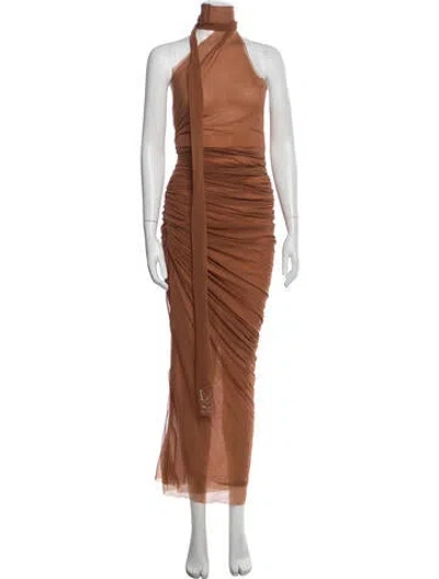 Pre-owned Ludovic De Saint Sernin Halterneck Long Dress In Brown/orange