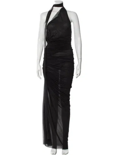 Pre-owned Ludovic De Saint Sernin Halterneck Long Dress In Gray