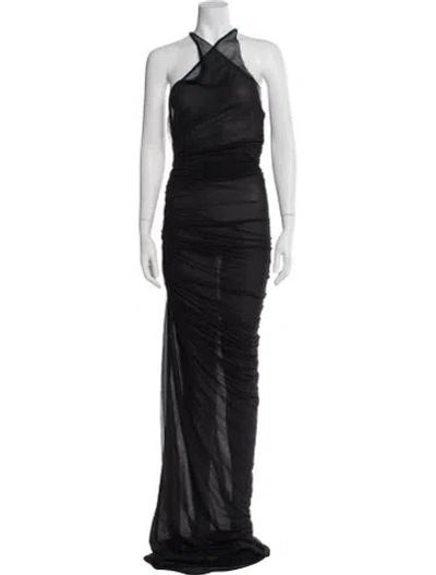 Pre-owned Ludovic De Saint Sernin Halterneck Long Dress In Gray