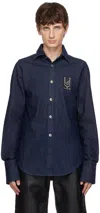 Ludovic De Saint Sernin Indigo Button Denim Shirt In Indigo