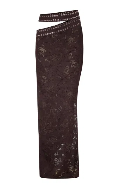 Ludovic De Saint Sernin Iona Waist Cutout Maxi Skirt In Brown
