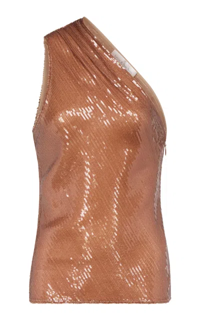 Ludovic De Saint Sernin Jay Sequined One-shoulder Top In Brown