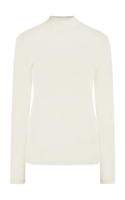 Ludovic De Saint Sernin Knit Mesh Turtleneck Top In Off-white