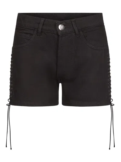 Ludovic De Saint Sernin Lace-up Denim Shorts In Black