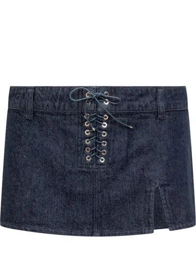 Ludovic De Saint Sernin Laceup Mini Skirt In Blue