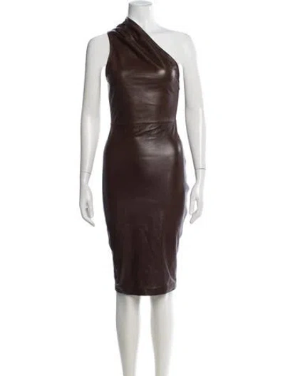Pre-owned Ludovic De Saint Sernin Leather Knee-length Dress W/ Tags In Brown