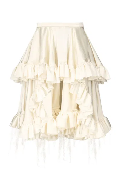Ludovic De Saint Sernin Leontine Ruffled Midi Skirt In Neutral