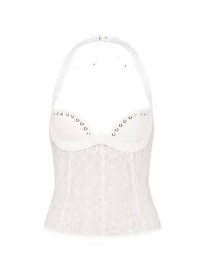 Ludovic De Saint Sernin Lilo Lace-up Top In White