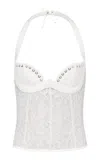 Ludovic De Saint Sernin Lilo Sweetheart Neck Lace Halter Top In White