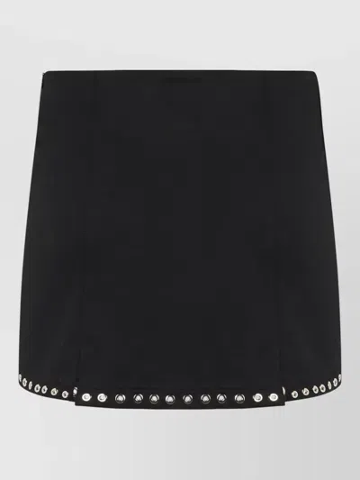 Ludovic De Saint Sernin Lisette Twill Mini Skirt Eyelet Detail In Black