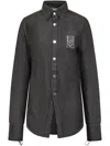 Ludovic De Saint Sernin Slim Fit Denim Shirt W/ Logo Patch In Black