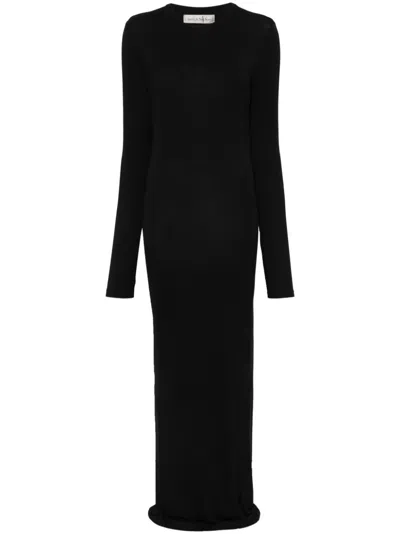 Ludovic De Saint Sernin Logo-embroidered Maxi Dress In Black