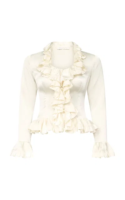 Ludovic De Saint Sernin Long Sleeve Ruffled Top In White