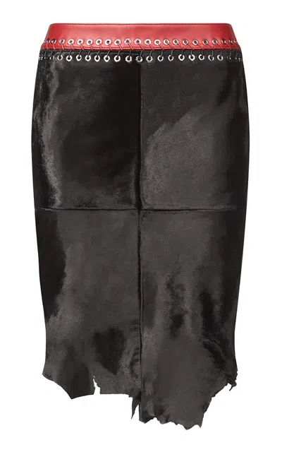 Ludovic De Saint Sernin Lucy Embellished Leather Midi Skirt In Black