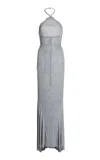 Ludovic De Saint Sernin Metal Mesh Maxi Dress In Light Blue