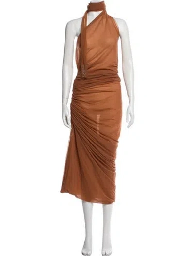 Pre-owned Ludovic De Saint Sernin Mock Neck Long Dress In Brown