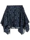 Ludovic De Saint Sernin Monogram-pattern Asymmetric Miniskirt In Blue