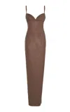 Ludovic De Saint Sernin New Isabella Wool Maxi Dress In Khaki
